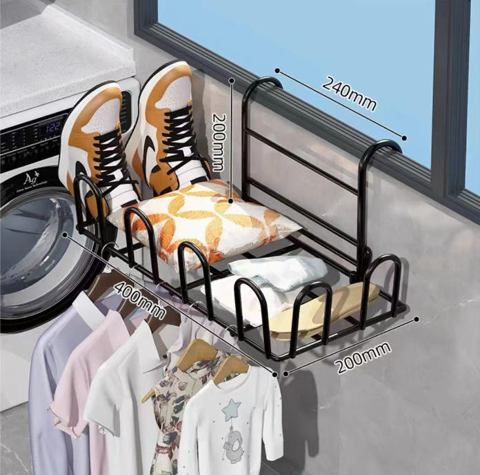 Portable Clothes Drying Rack for Balcony Railings Windowsill, Folding