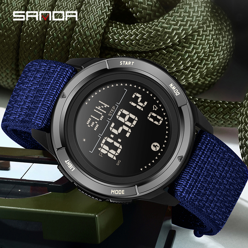 Sanda Multi functional Mileage Calorie Outdoor Sports Simple Waterproof LED Men's Watch SD2197-6. 