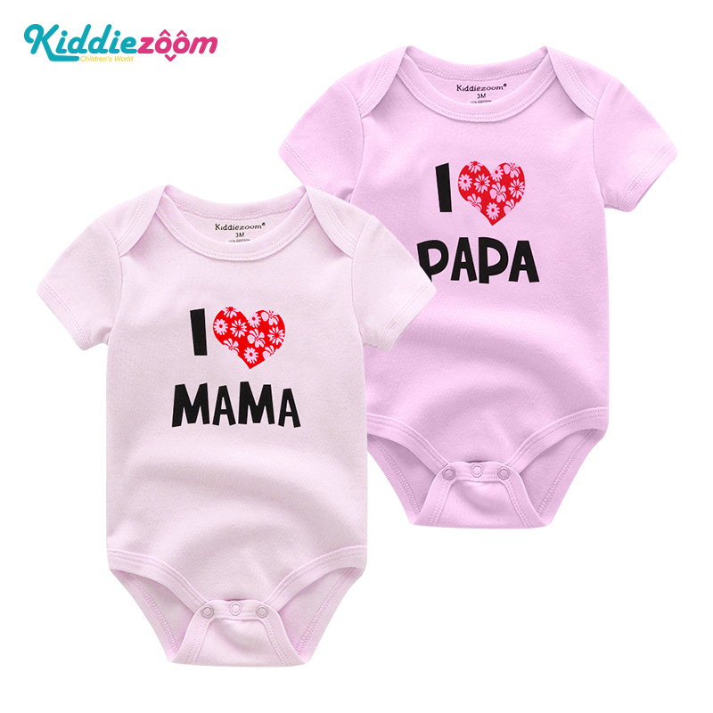 2 Bộ áo liền quần Kiddiezoom hoạ tiết chữ dễ thương thời trang mùa hè cho trẻ sơ sinh 0-12 tháng tuổi - INTL