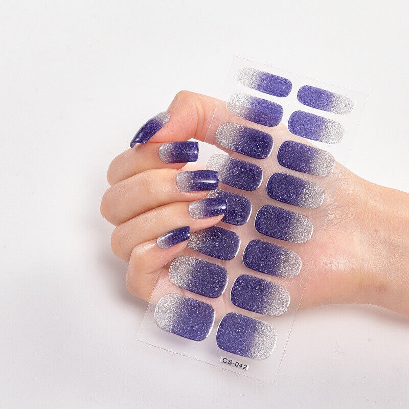 Semi Cured Gel Nail Stickers UV Lamp Required Gel Wraps 【16 nail ...