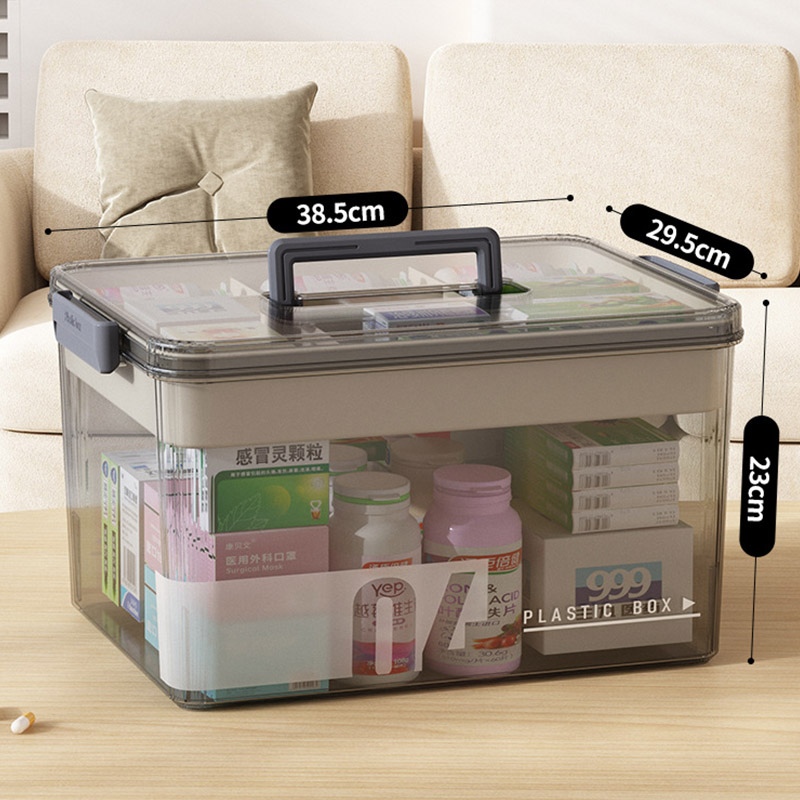 Multi layered medicine box, household high-capacity medicine box, household medicine storage box, transparent large-sized medical emergency medicine box