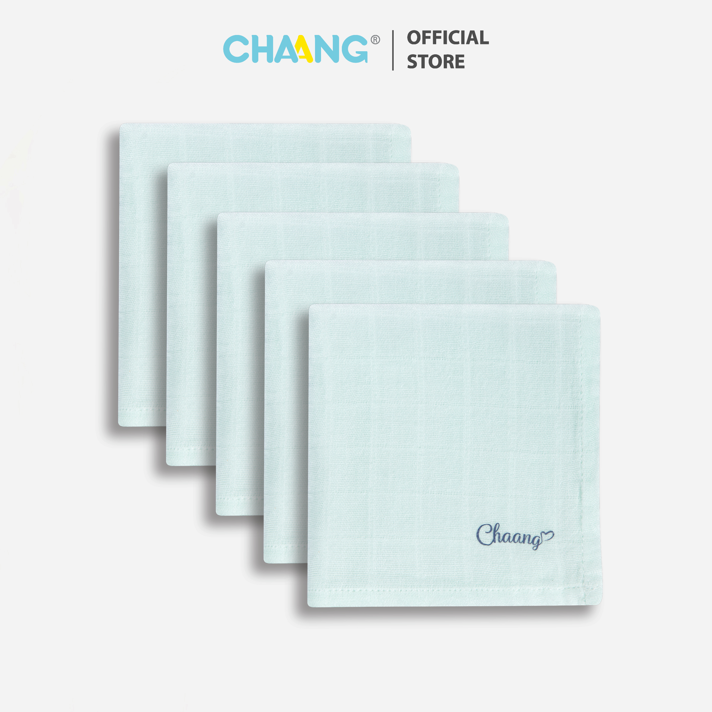 [CHAANG] SET 5 chiếc khăn sữa cho bé xanh mint kích thước 25x25cm Chaang