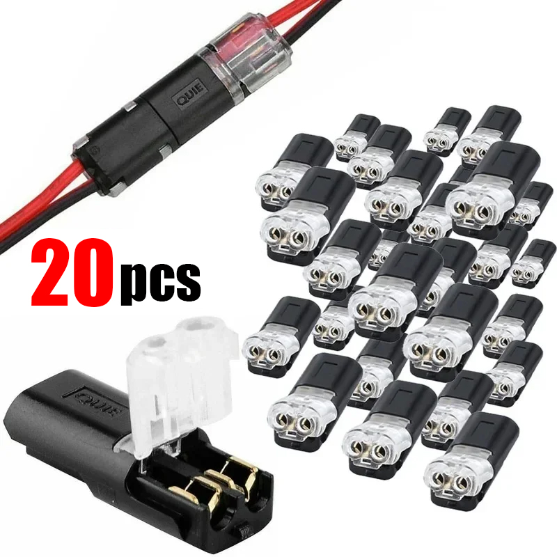 2 Pin Way Plug Wire Cable Snap Connectors Waterproof Electric Wire Double-Wire Plug-In Connector with Locking Buckle