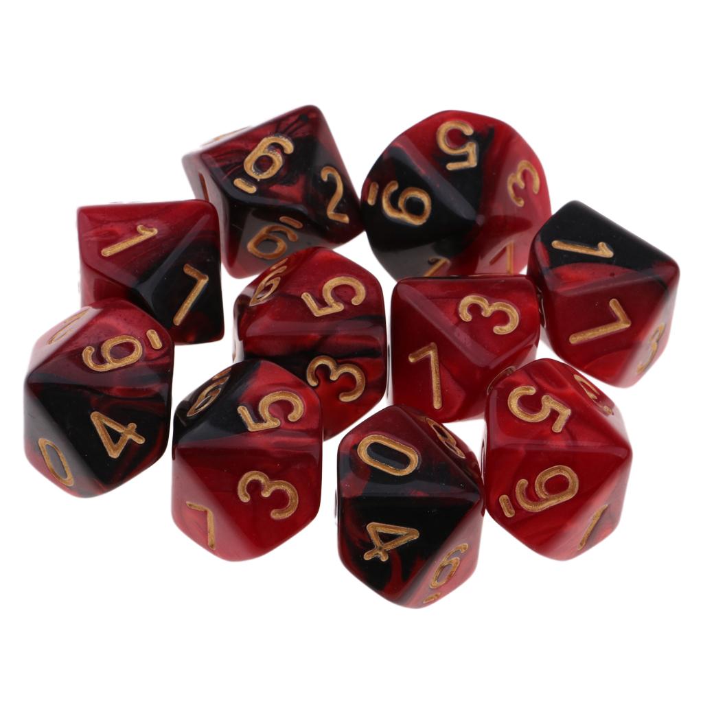 10Pieces 10 Sided Dices D10 Polyhedral Dice Set DND RPG MTG Table Board Game Dice for Teaching Math Entertainment Toys