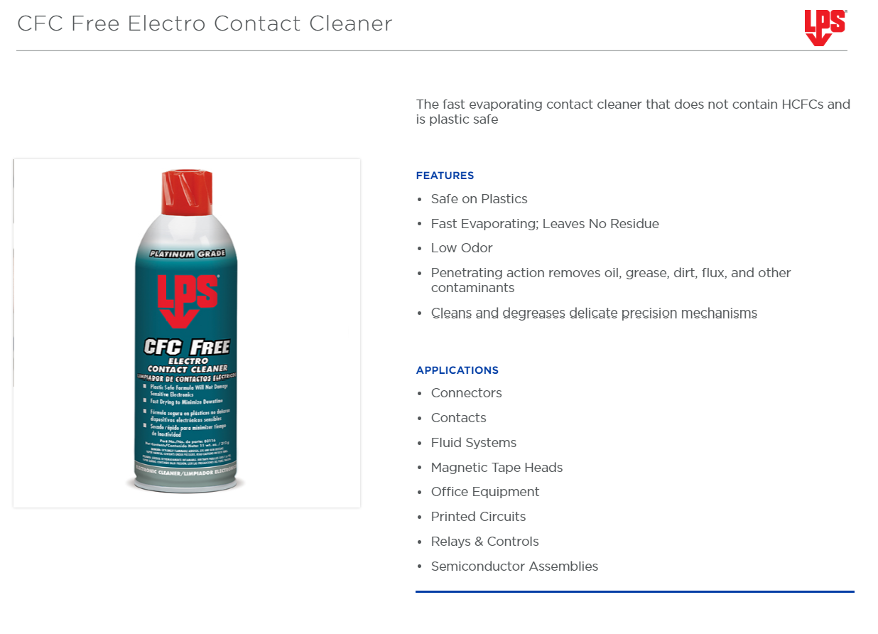 LPS CFC Free Electro Contact Cleaner
