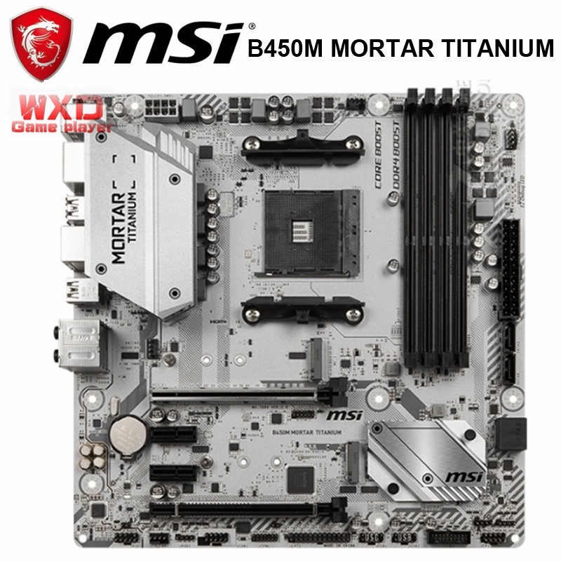 Used MSI B450M MORTAR TITANIUM Motherboard AMD B450 DDR4 AMD Ryzen PCI-E  AM4