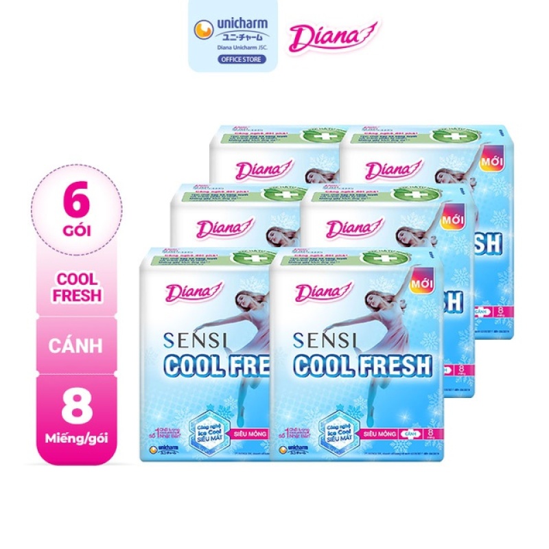 DIANA SENSI COOL MỎNG CÁNH 8MIẾNG ( LỐC 6 GÓI)