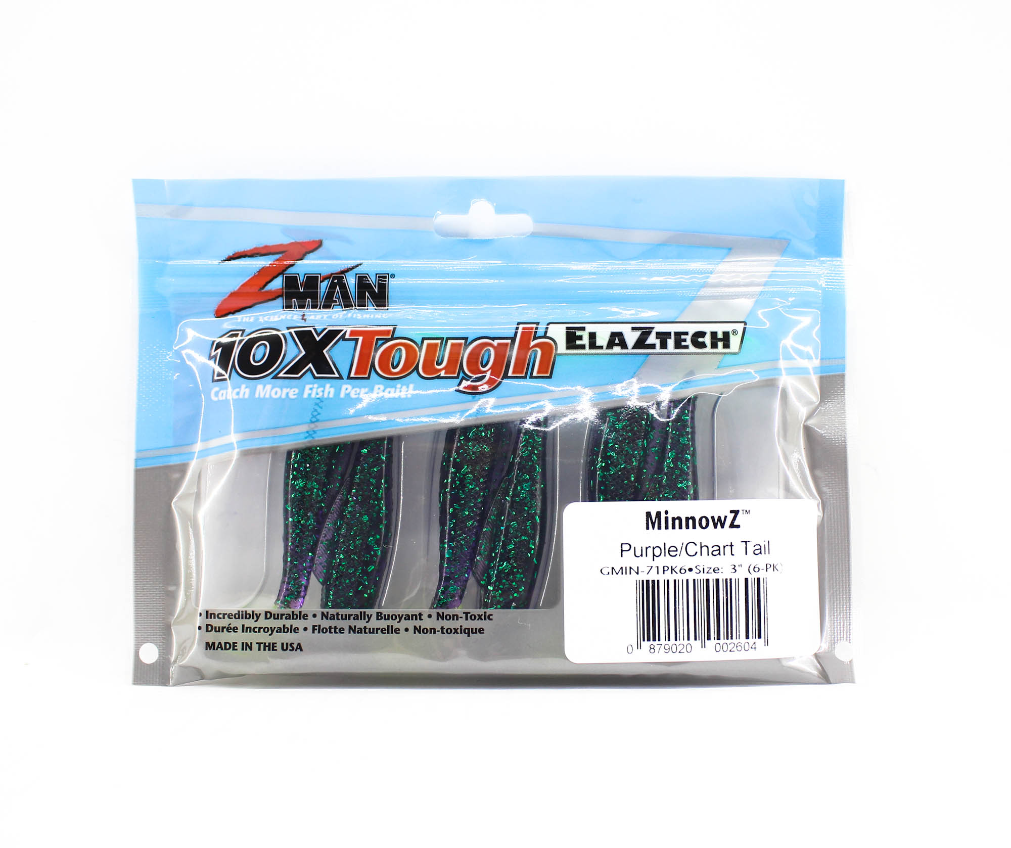 minon♡ Zman Soft Lure MinnowZ 3 Inch 6 per pack Purple Chart Tail (2604