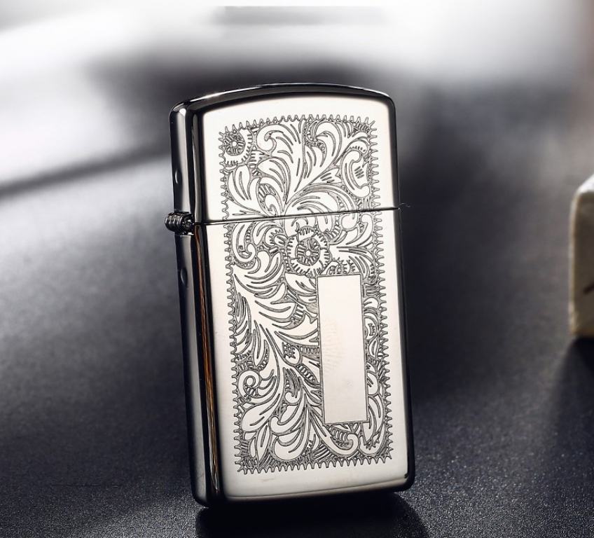 Bật Lửa Zippo Slim 1652 - Quẹt Zippo Mini Venetian Bạc