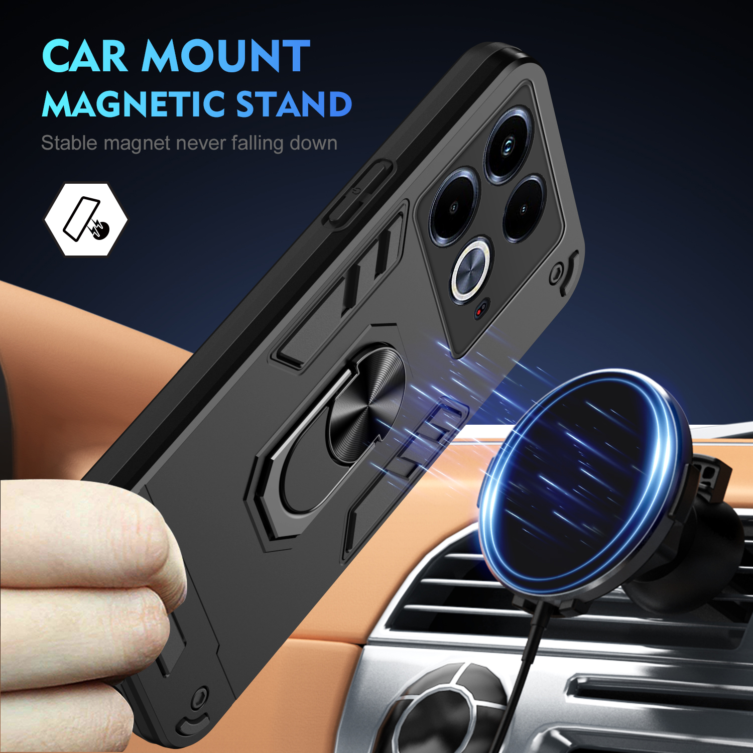 For infinix Note 40S case Shockproof Armor Stand with Holder Car adsorb Ring Back cover For infinix Note 40S Back cover Phone Cases.