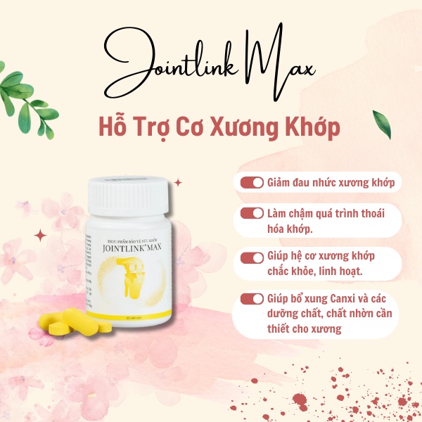 Jointlink Max giúp hỗ trợ giảm đau nhức xương khớp, hỗ trợ làm chậm quá trình thoái hóa khớp.