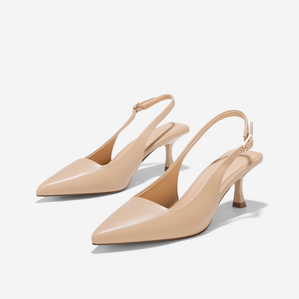 Vascara Giày spool heel slingback mũi nhọn - BMN 0652