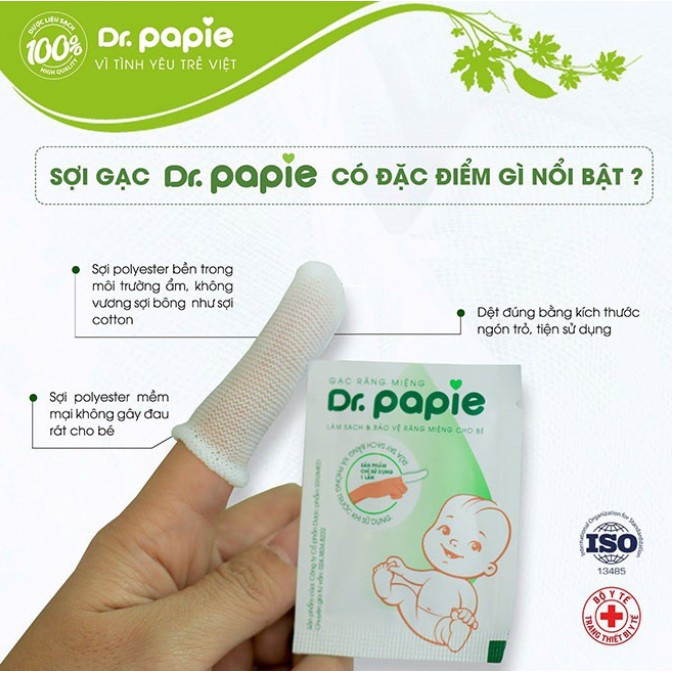 Gạc rơ lưỡi Dr.Papie hộp 30 gói cho bé chính hãng Kids Plaza