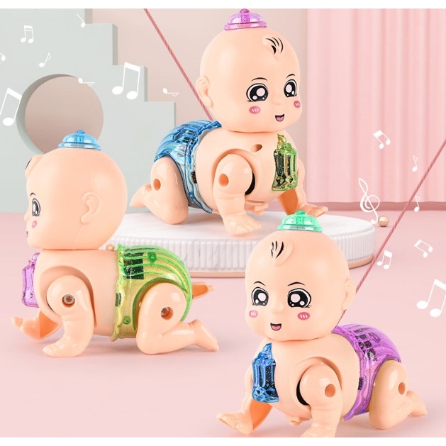 [Có Đèn Nhạc] Đồ Chơi Em Bé Ngậm Bình Sữa Tập Bò Cho Bé Yêu