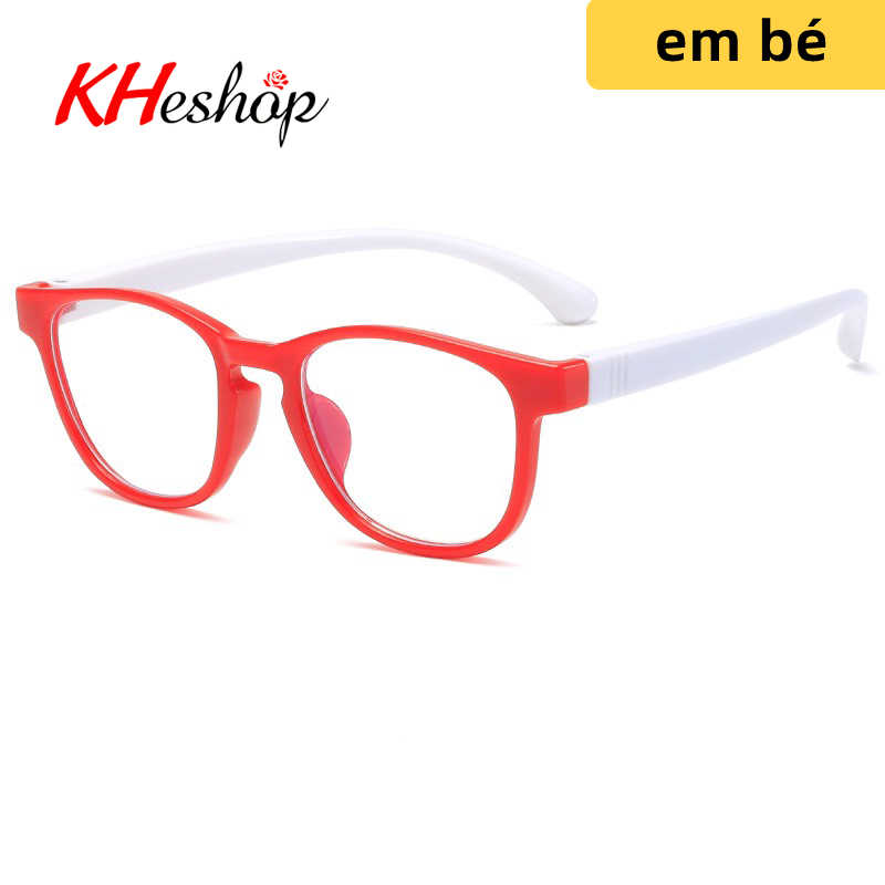 Kính em bé gọng Silicone dẻo bền chống ánh sáng xanh cho bé trai bé gái Kính học online cho bé từ 2-11 tuổi mã Y3101 - kheshop