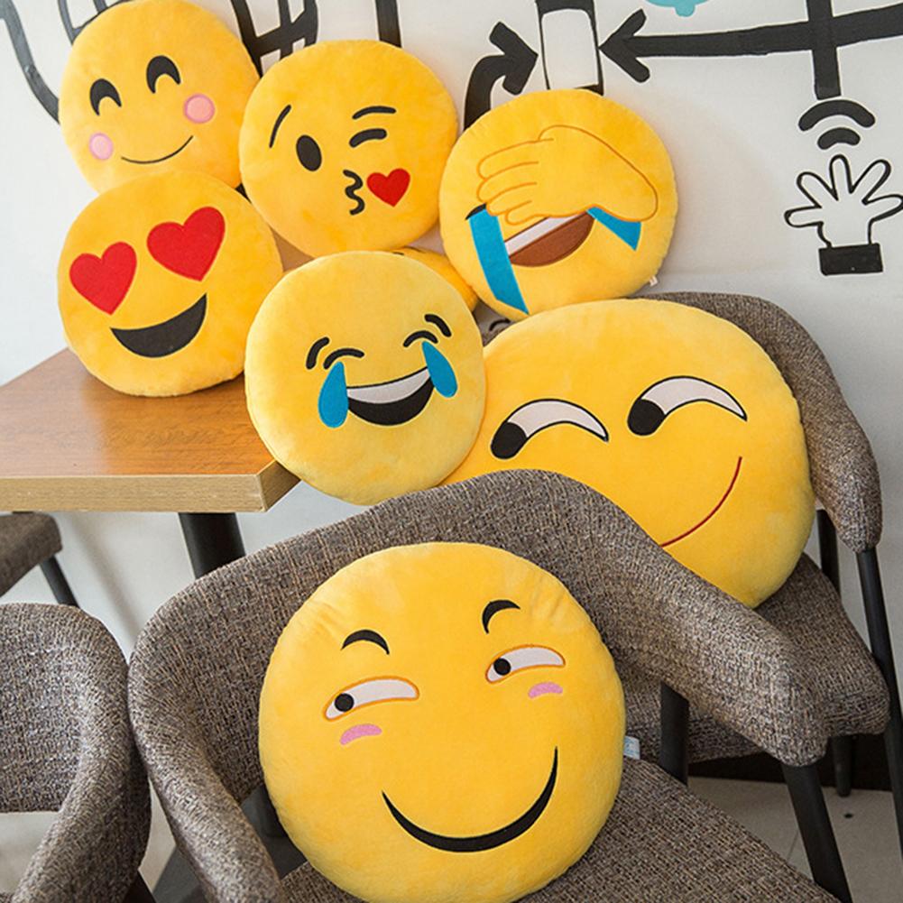 Hittime 15CM Soft Emoji Yellow Round Cushion Emoticon Stuffed Plush Toy Pillow #253729. 