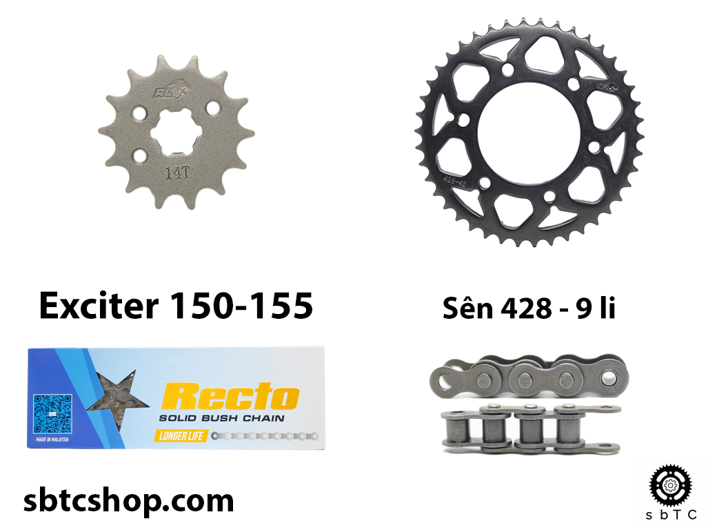 Nsd nhông dĩa redleo sên recto 9 li ly yamaha exciter 150 155 chính hãng