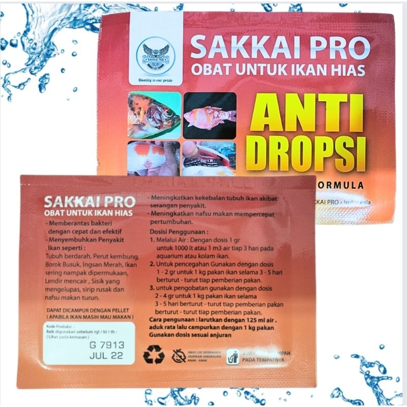 Obat ikan anti jamur bakteri SAKKAI PRO ANTI DROPSI 5GR