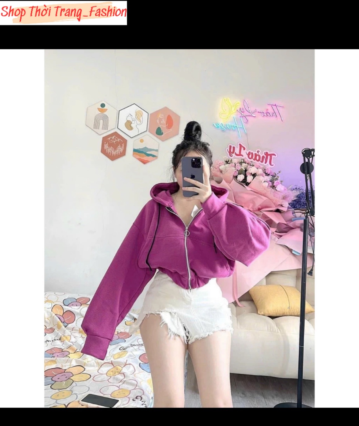 Áo khoác lửng trơn nữ chất nỉ cánh dơi kiểu crotop dây nón lớn cực đẹp roptop thời trang