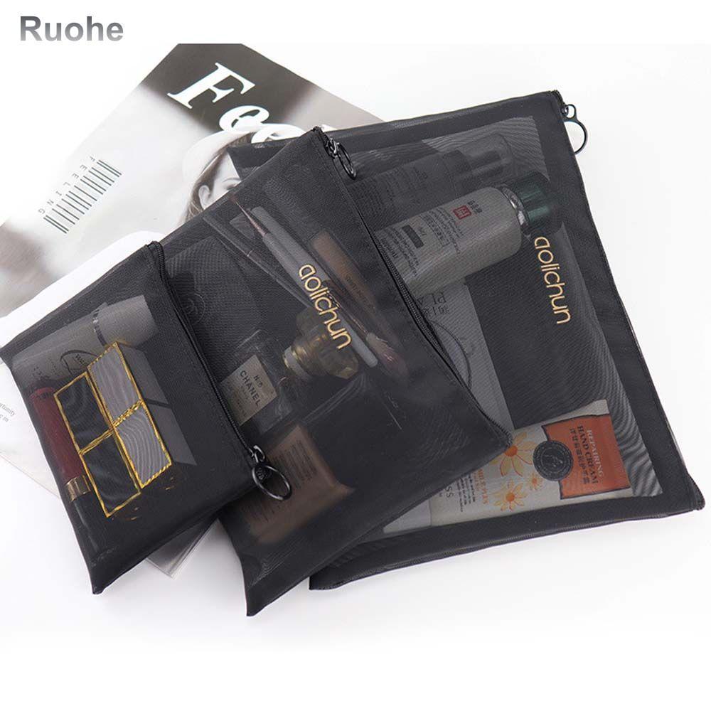 RUOHE Casual Fashion Zipper Bag Transparent Travel Organizer Wash Pouch