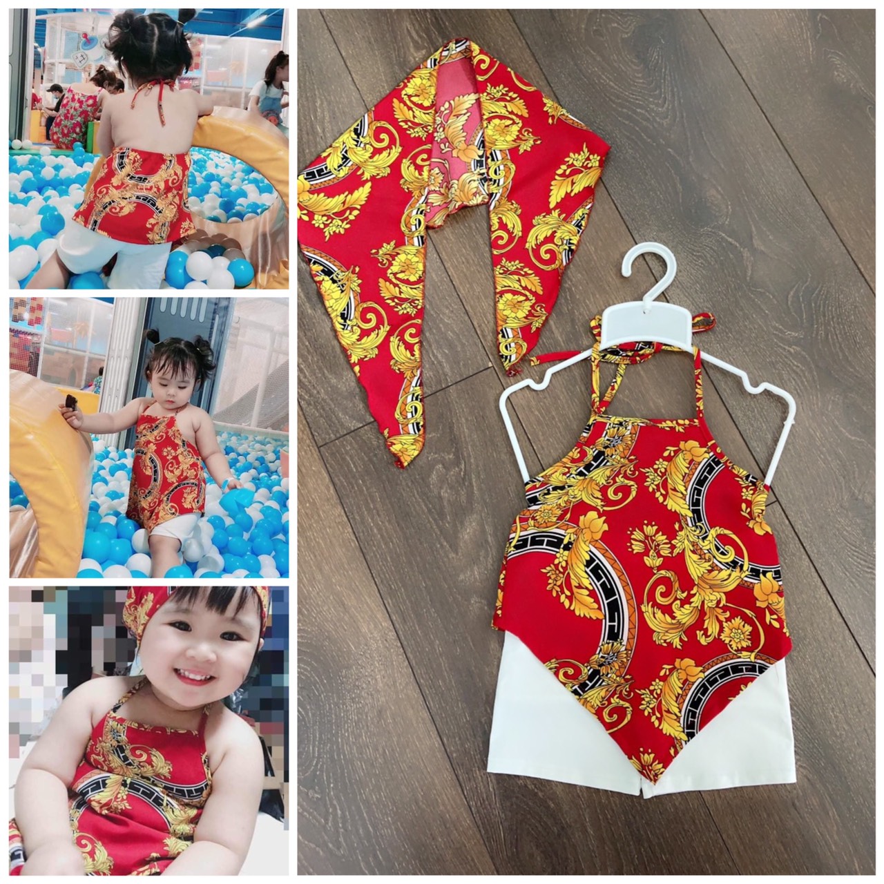 Set yếm kèm mấn cưng xỉu cho bé