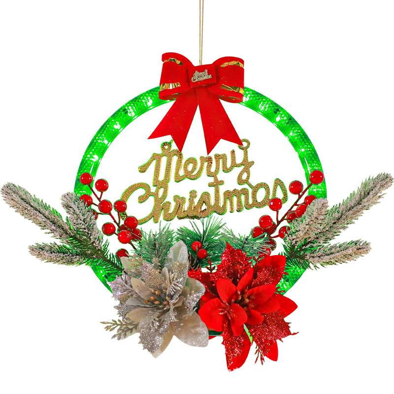 Christmas wreath christmas christmas decoration window pendant luminous garland christmas scene arrangement prop