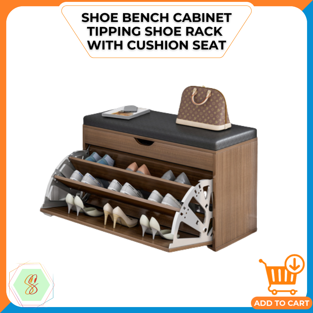 Luxury Wood PU Leather Top Shoe Storage Ottoman