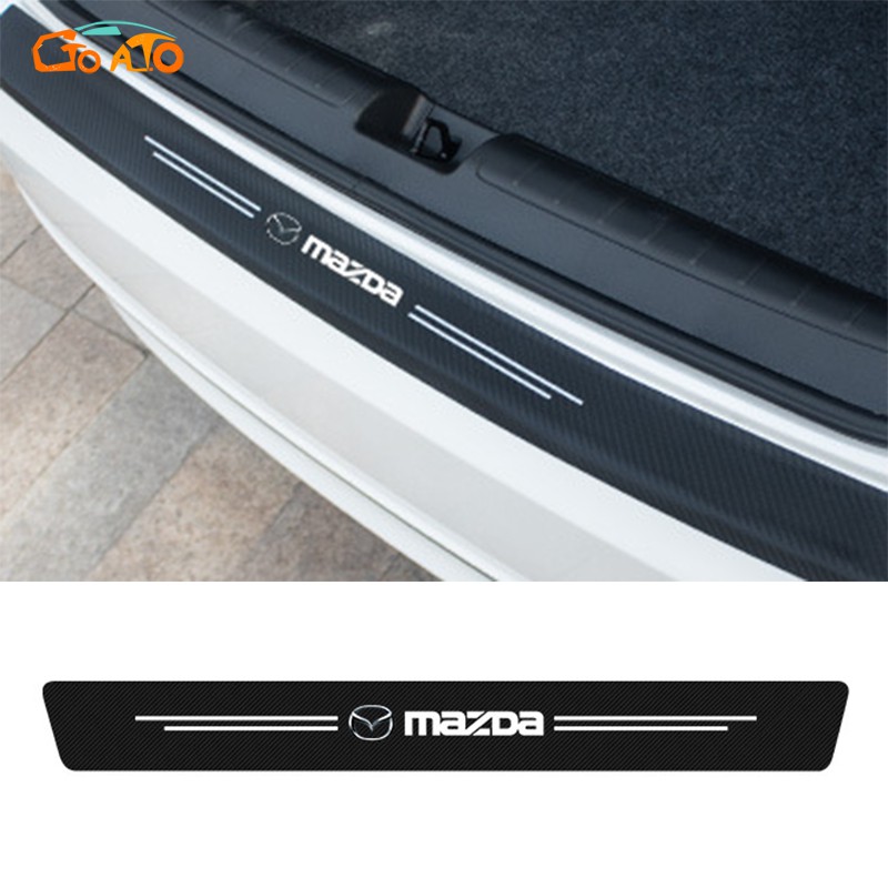 Cx carbon fiber car trunk anti-stepping protection sticker auto rear bumper protector sticker for mazda bt-50 mazda3 cx3 cx9 cx5 cx8 mazda6 mx-5 cx30