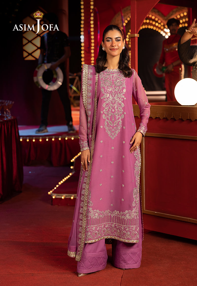 Asim Jofa Unstitched Embroidered Chiffon 3 Piece Suit For Women and Girls. 