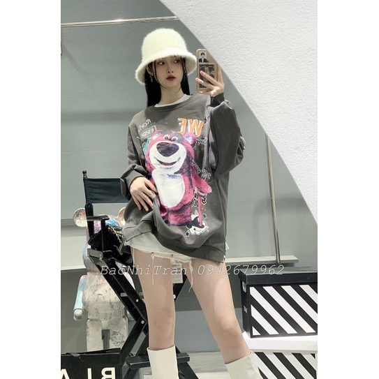 Áo Nỉ Sweater Gấu Hồng Siêu Xinh