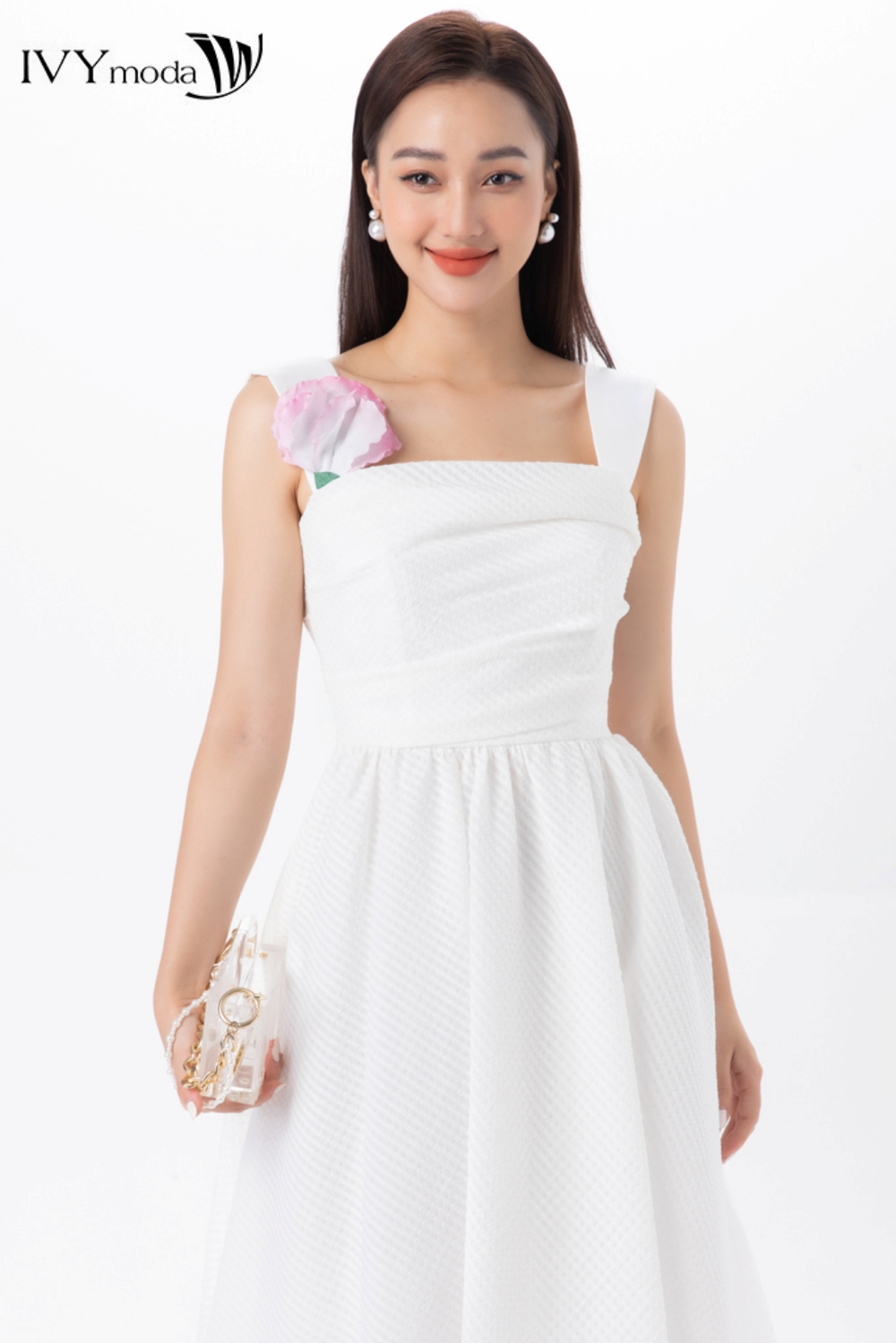 Đầm dạ hội xòe phối hoa IVY moda MS 45S2701