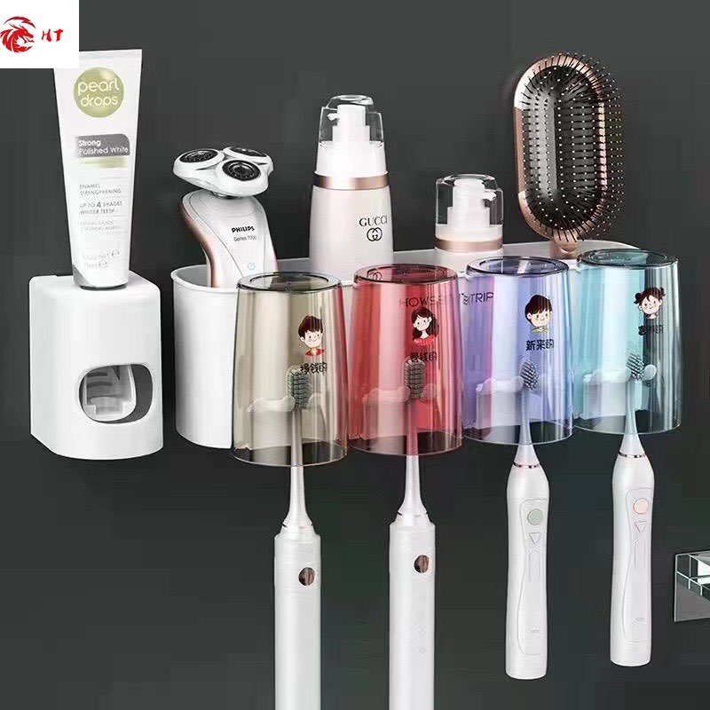 Toothbrush Holder and Toothpaste Dispenser with 4 cups Lazada PH
