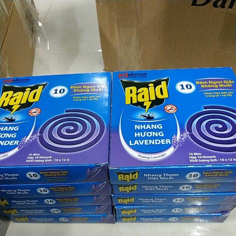 Nhang Thơm Đuổi Muỗi RAID Hương Lavender ( 1 Hộp 10 Khoanh)
