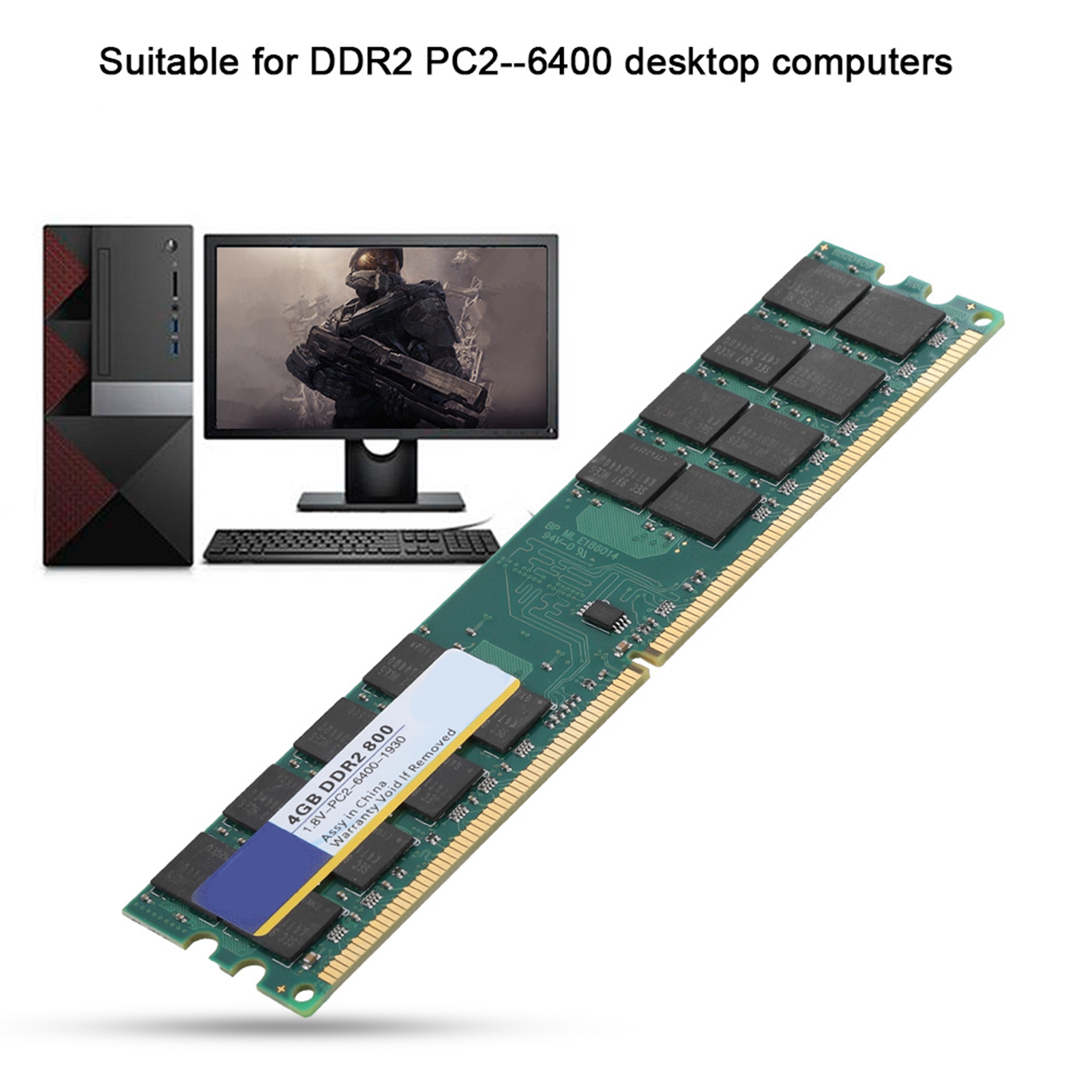 Desktop RAM 4GB DDR2 PC2-6400 800MHz Memory for Desktop Computers Stable  Performance High Speed Operation Convenient Storage Easy to Carry