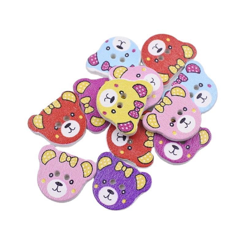Set 5 Nút gỗ mặt thú nhiều màu giao ngẫu nhiên
