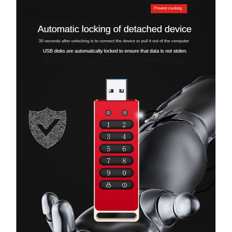 1 Piece Secure USB Drive Hardware Password Memory Stick With Keypad USB 3.0 Disk Flash 32GB