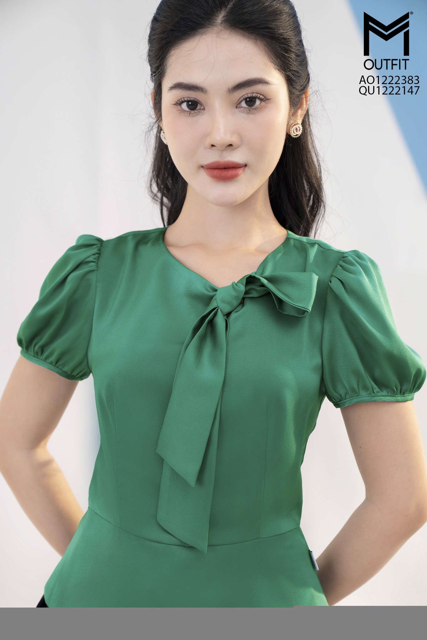 Áo sơ mi cổ buộc nơ cao cấp Mmoutfit
