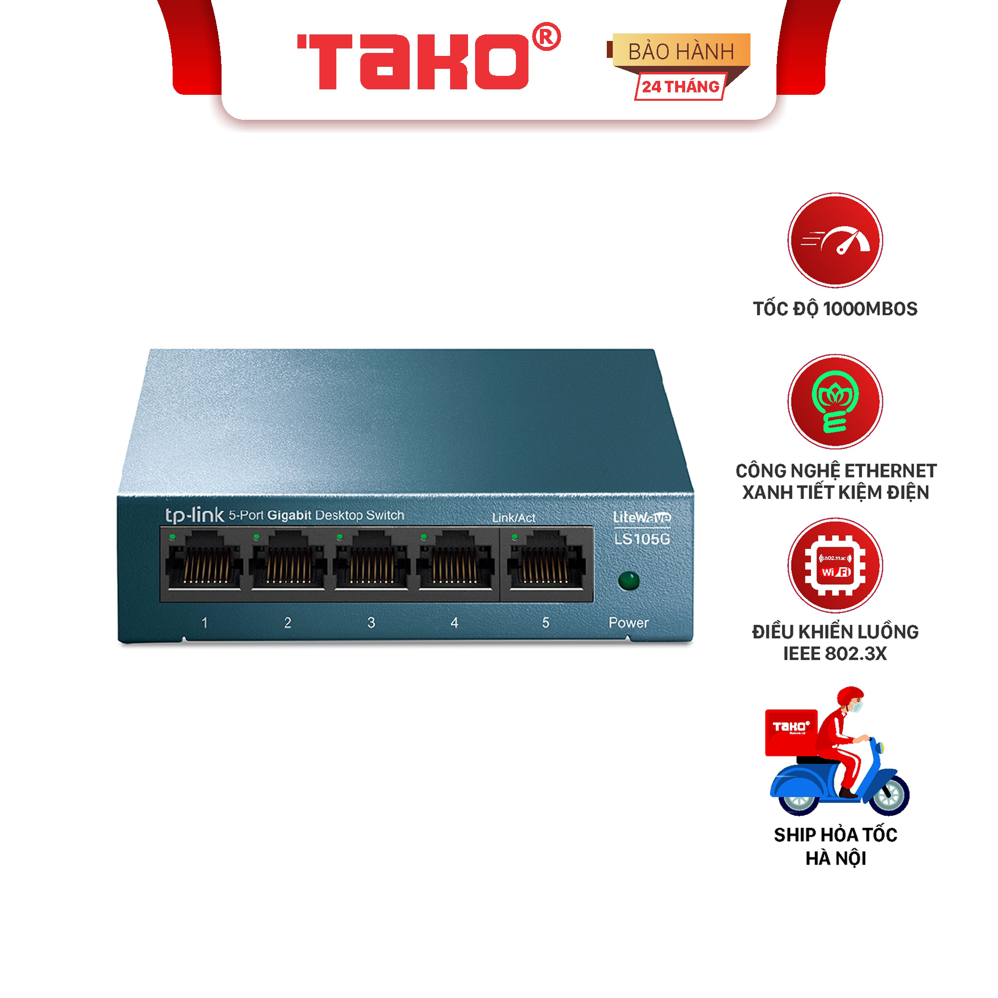 Bộ chia tín hiệu switch 5 cổng tplink ls105g gigabit để bàn. chính hãng, bh 24 tháng