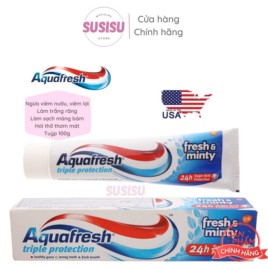 Kem đánh răng Aquafresh Triple Protection Cavity bạc hà làm trắng răng, ngăn ngừa sâu răng 100g (hàng Anh) thumbnail