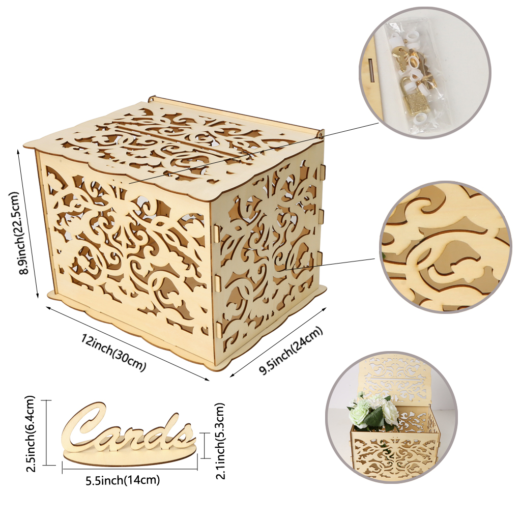 DIY Rustic Wooden Wedding Card Box Wedding Advice Box + Lock Wedding ...