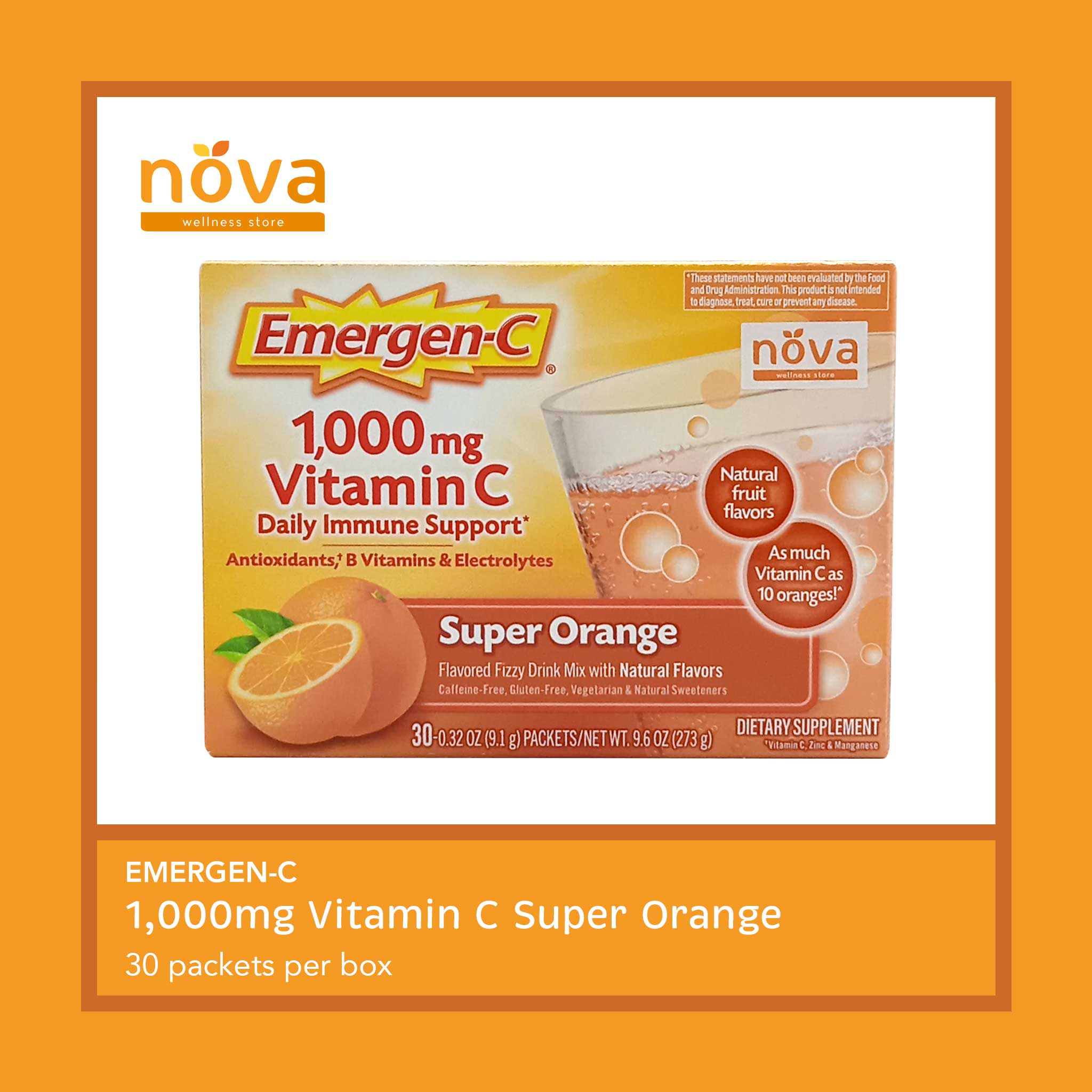 EmergenC 1,000mg Vitamin C Super Orange 30 packets (box) Lazada PH
