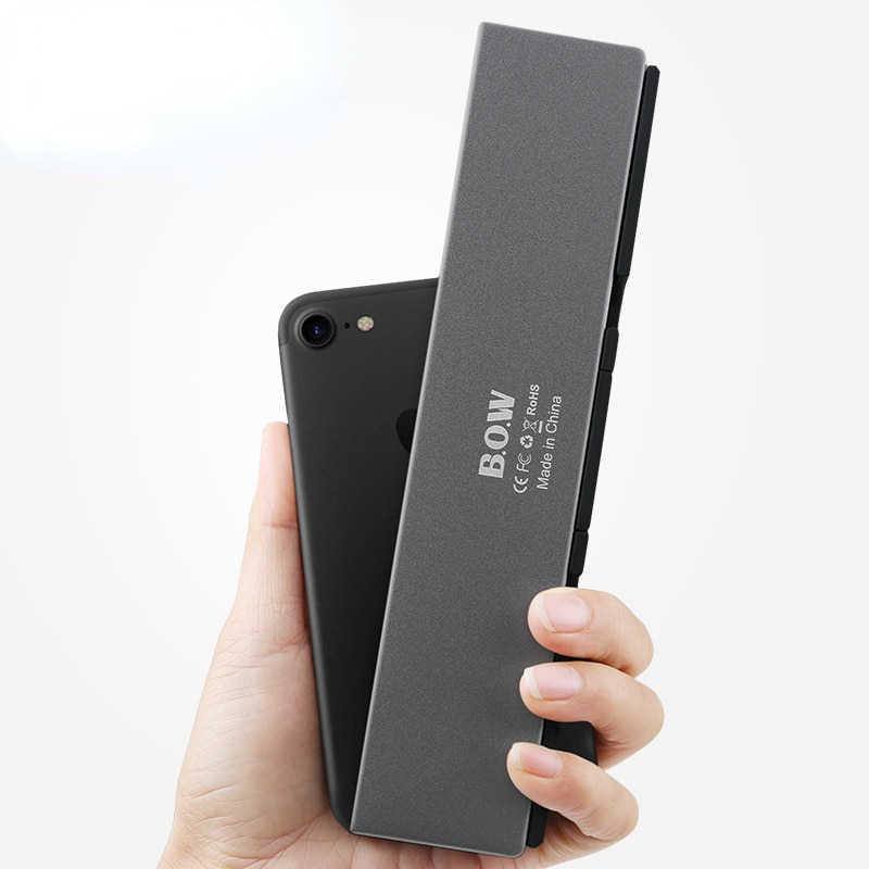 Bow Bàn phím Bluetooth có thể gập lại Bàn phím có thể sạc lại mini gấp Bàn phím không dây nhôm bàn phím với đứng cho điện thoại