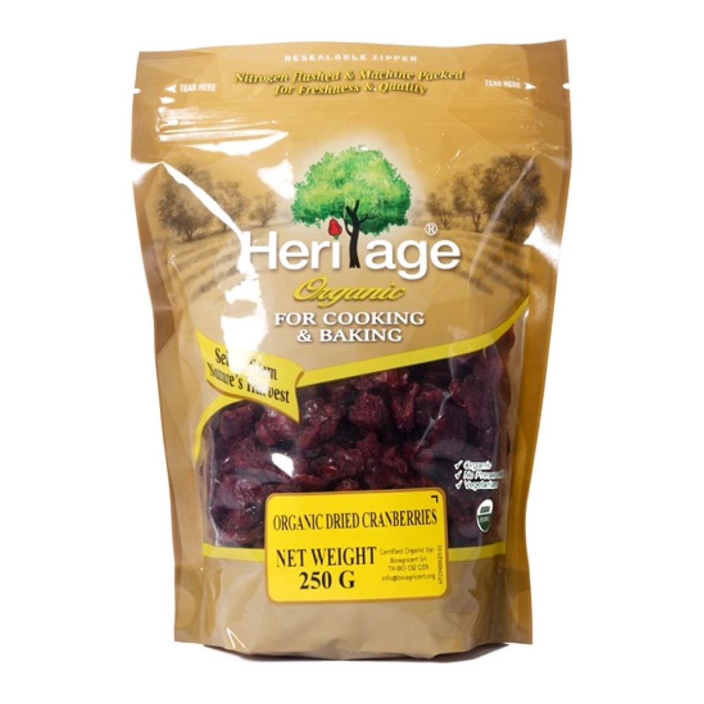 Quả nam việt quất sấy khô hữu cơ, organic dried cranberries - heritage