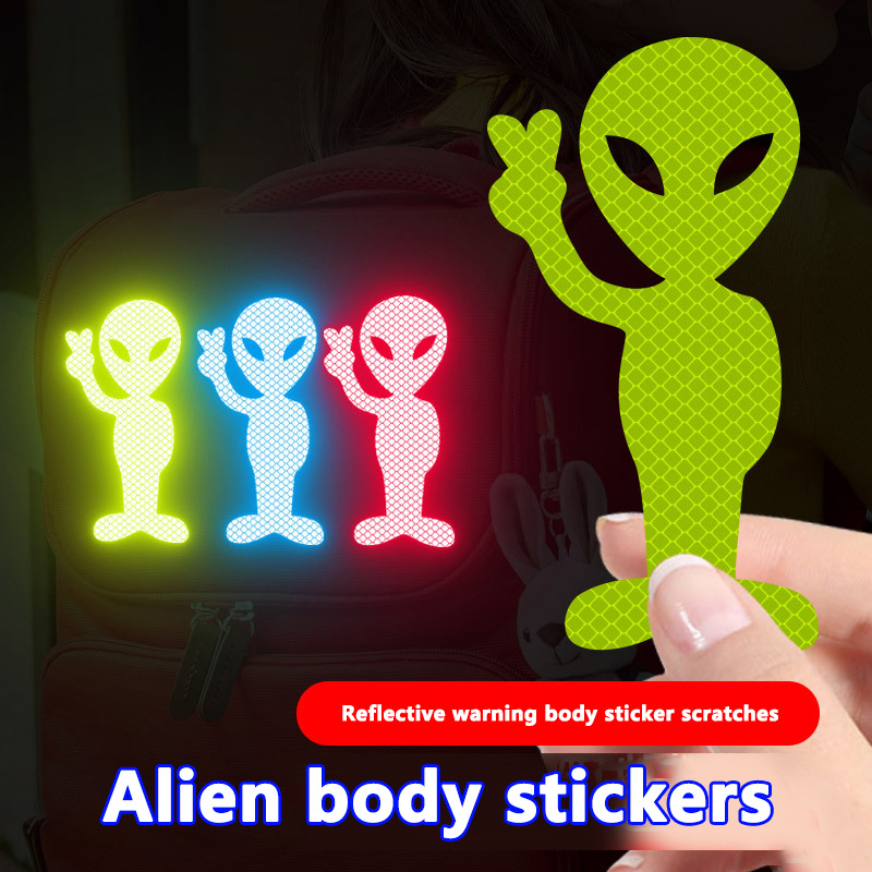 1 Pcs Sticker Personality Fashion Alien Peace Highly Reflective ...