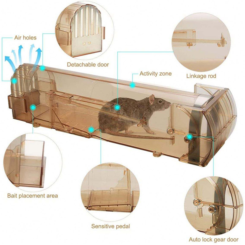 YONUO Pedal type safe, environmentally friendly, non-toxic live catch plastic mousetrap (long cage model)