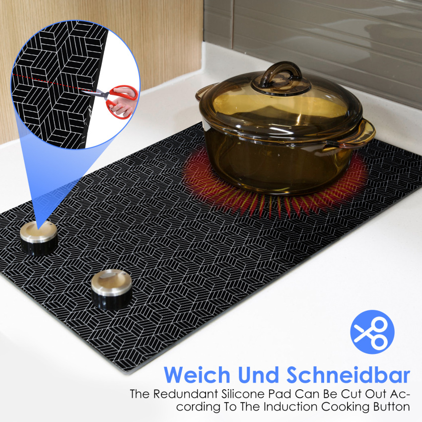 Large Induction Hob Protector Mat 52x78cm,Induction Hob Cover - Cooktop Scratch Protector - For Induction Stove,Multifunctional Silicone Mats