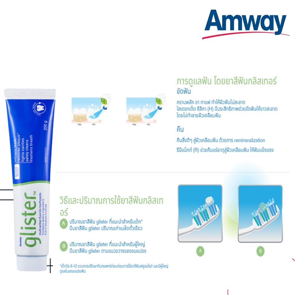 [ซื้อ 1 แถม 1]พร้อมส่ง Amway GLISTER(200g) Multi-Action Fluoride ...