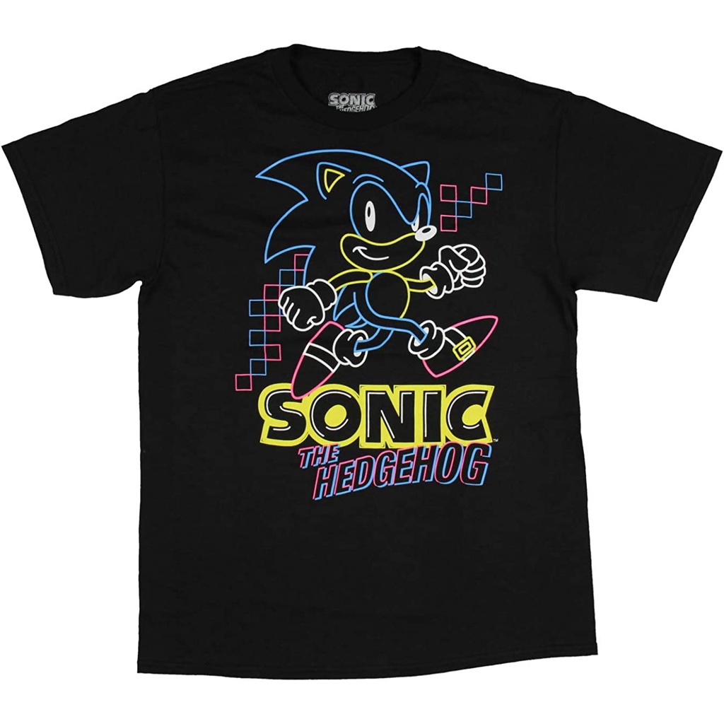 Sonic Glow-in-the-dark Neon Graphic Youth Adult T-Shirt Tops For Men