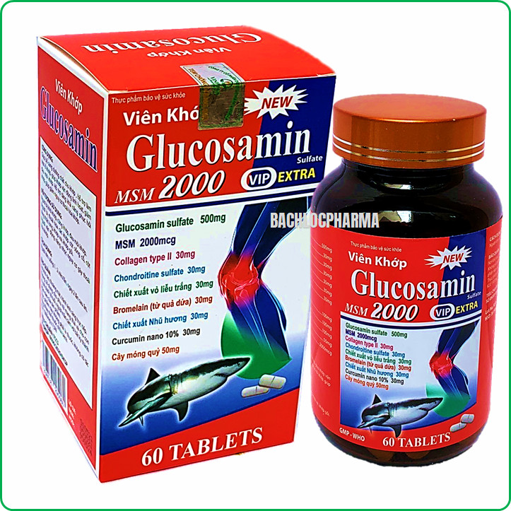 Viên Uống Giảm Đau Xương  Khớp Glucosamin  2000mg Giảm Thoái Hóa Khớp Giảm Đau Viêm Khớp Tăng Cường Dịch Khớp Giúp Khớp Cử Động Linh Hoạt
