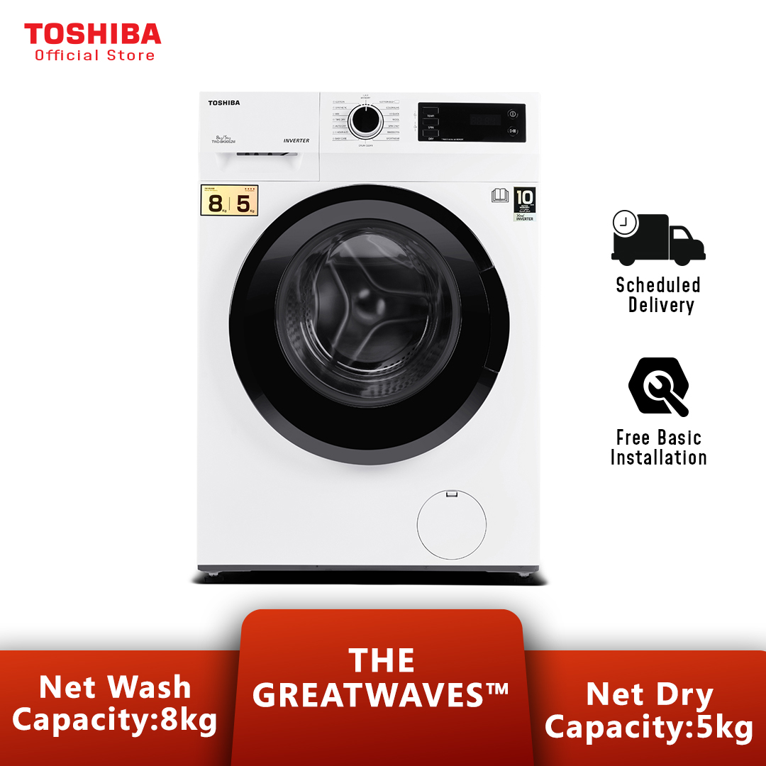 Toshiba TWD-BK90S2M 8KG/5KG Real Inverter Front Load 2 In 1 Washer ...